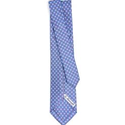 E.Marinella CRAVATTE|Cravatte 9 Pieghe|CRAVATTA SARTORIALE 9 PIEGHE IN SETA AZZURRO POLVERE Microfantasia fiore