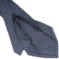 E.Marinella CRAVATTE|Cravatte 7 Pieghe|CRAVATTA SARTORIALE 7 PIEGHE IN SETA BLU SCURO Microfantasia fiore