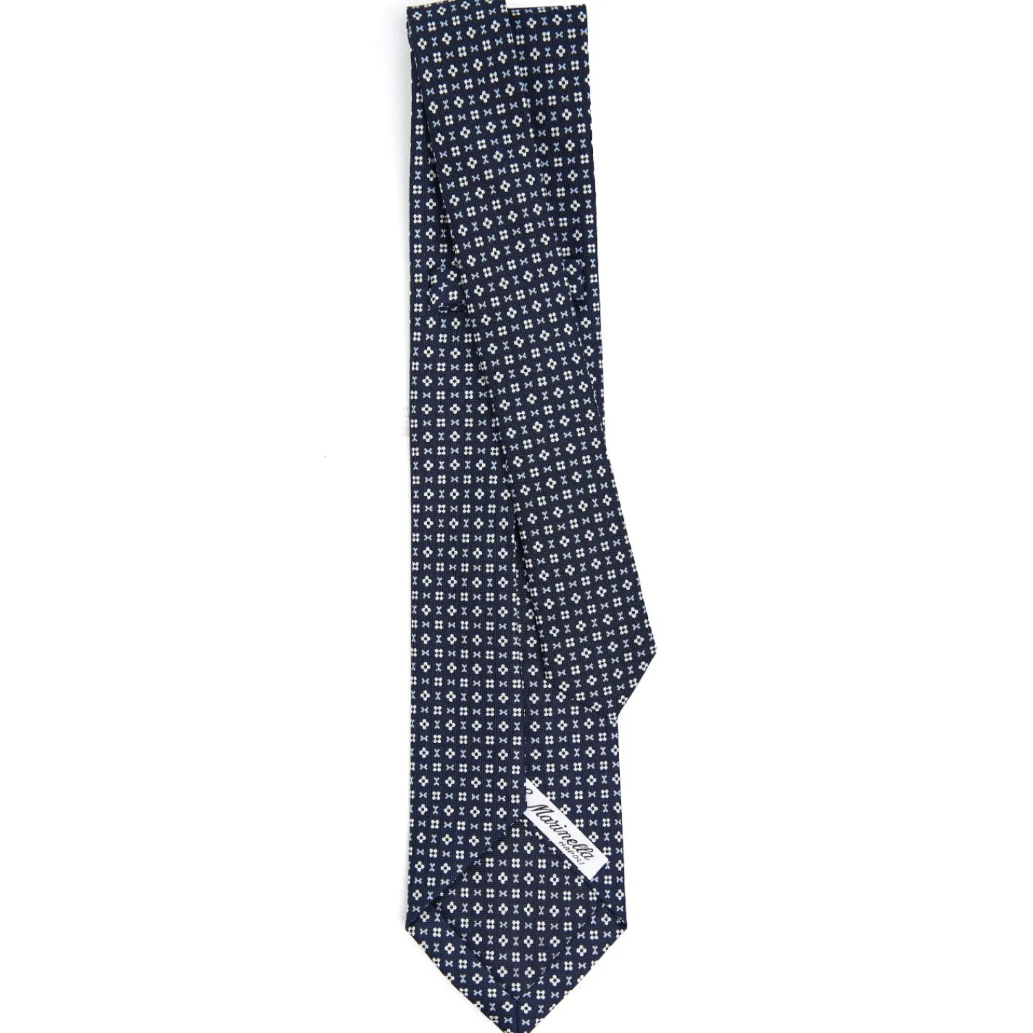 E.Marinella CRAVATTE|Cravatte 7 Pieghe|CRAVATTA SARTORIALE 7 PIEGHE IN SETA BLU SCURO Microfantasia fiore