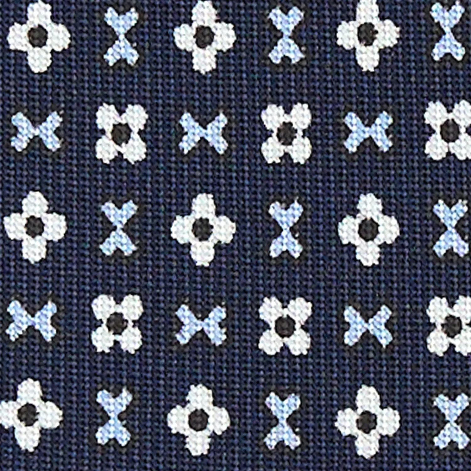 E.Marinella CRAVATTE|Cravatte 7 Pieghe|CRAVATTA SARTORIALE 7 PIEGHE IN SETA BLU SCURO Microfantasia fiore