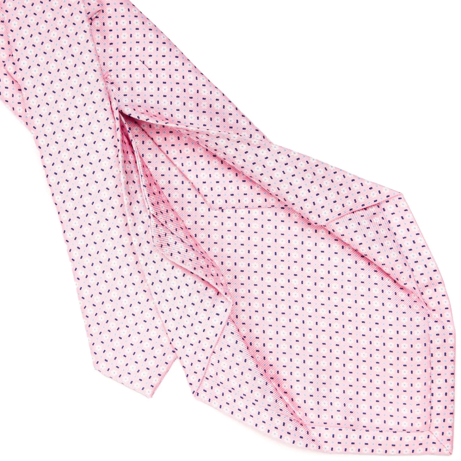 E.Marinella CRAVATTE|Cravatte 5 Pieghe|CRAVATTA SARTORIALE 5 PIEGHE IN SETA ROSA Microfantasia fiore