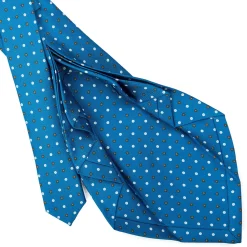 E.Marinella CRAVATTE|Cravatte 9 Pieghe|CRAVATTA SARTORIALE 9 PIEGHE IN SETA BLU MEDIO Microfantasia fiore