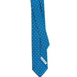 E.Marinella CRAVATTE|Cravatte 9 Pieghe|CRAVATTA SARTORIALE 9 PIEGHE IN SETA BLU MEDIO Microfantasia fiore