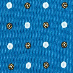 E.Marinella CRAVATTE|Cravatte 9 Pieghe|CRAVATTA SARTORIALE 9 PIEGHE IN SETA BLU MEDIO Microfantasia fiore