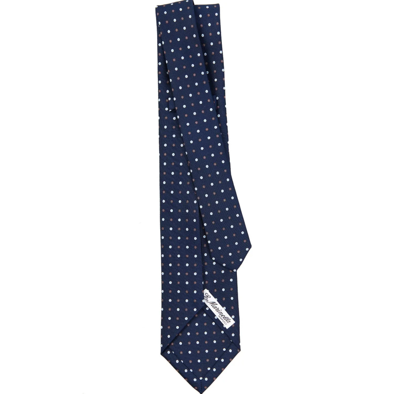 E.Marinella CRAVATTE|Cravatte 9 Pieghe|CRAVATTA SARTORIALE 9 PIEGHE IN SETA BLU SCURO Microfantasia fiore