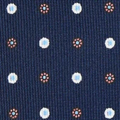 E.Marinella CRAVATTE|Cravatte 9 Pieghe|CRAVATTA SARTORIALE 9 PIEGHE IN SETA BLU SCURO Microfantasia fiore