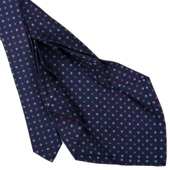 E.Marinella CRAVATTE|Cravatte 9 Pieghe|CRAVATTA SARTORIALE 9 PIEGHE IN SETA BLU SCURO Microfantasia fiore
