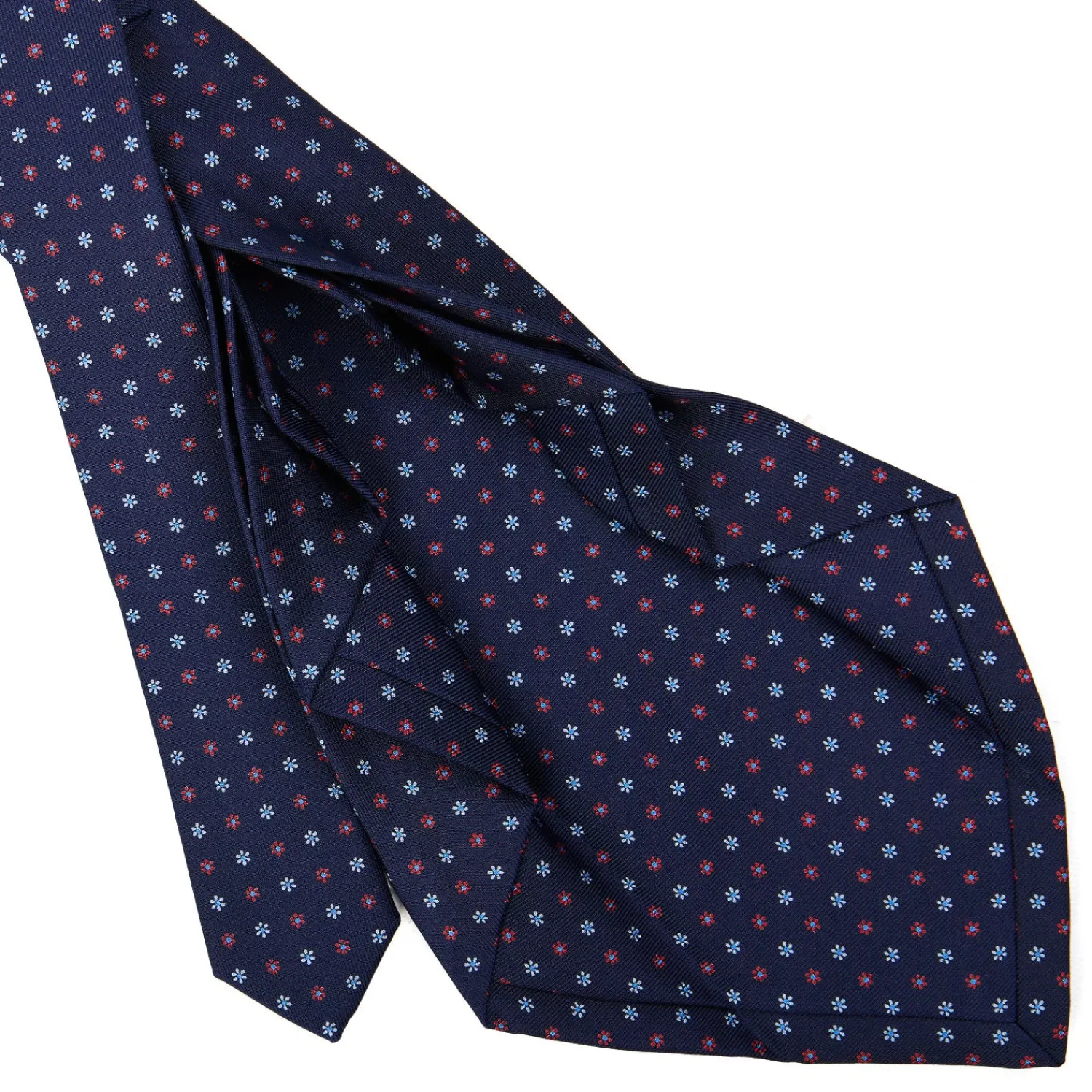 E.Marinella CRAVATTE|Cravatte 9 Pieghe|CRAVATTA SARTORIALE 9 PIEGHE IN SETA BLU SCURO Microfantasia fiore