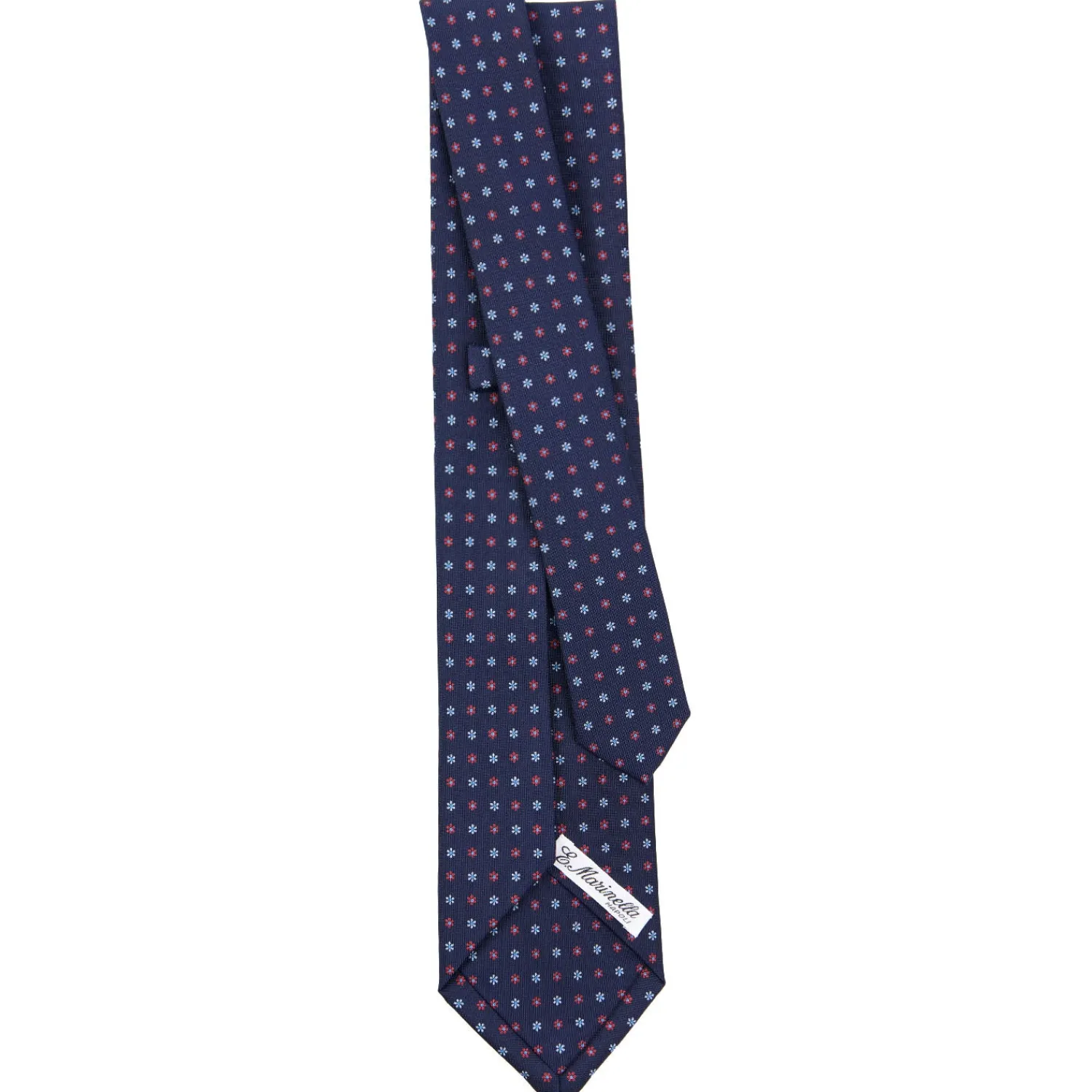 E.Marinella CRAVATTE|Cravatte 9 Pieghe|CRAVATTA SARTORIALE 9 PIEGHE IN SETA BLU SCURO Microfantasia fiore