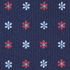 E.Marinella CRAVATTE|Cravatte 9 Pieghe|CRAVATTA SARTORIALE 9 PIEGHE IN SETA BLU SCURO Microfantasia fiore