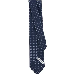 E.Marinella CRAVATTE|Cravatte 9 Pieghe|CRAVATTA SARTORIALE 9 PIEGHE IN SETA BLU SCURO Microfantasia fiore