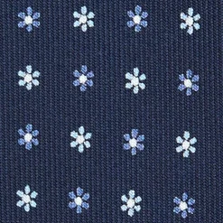 E.Marinella CRAVATTE|Cravatte 9 Pieghe|CRAVATTA SARTORIALE 9 PIEGHE IN SETA BLU SCURO Microfantasia fiore