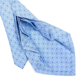 E.Marinella CRAVATTE|Cravatte 9 Pieghe|CRAVATTA SARTORIALE 9 PIEGHE IN SETA AZZURRA Microfantasia fiore