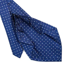 E.Marinella CRAVATTE|Cravatte 9 Pieghe|CRAVATTA SARTORIALE 9 PIEGHE IN SETA BLU Microfantasia fiore