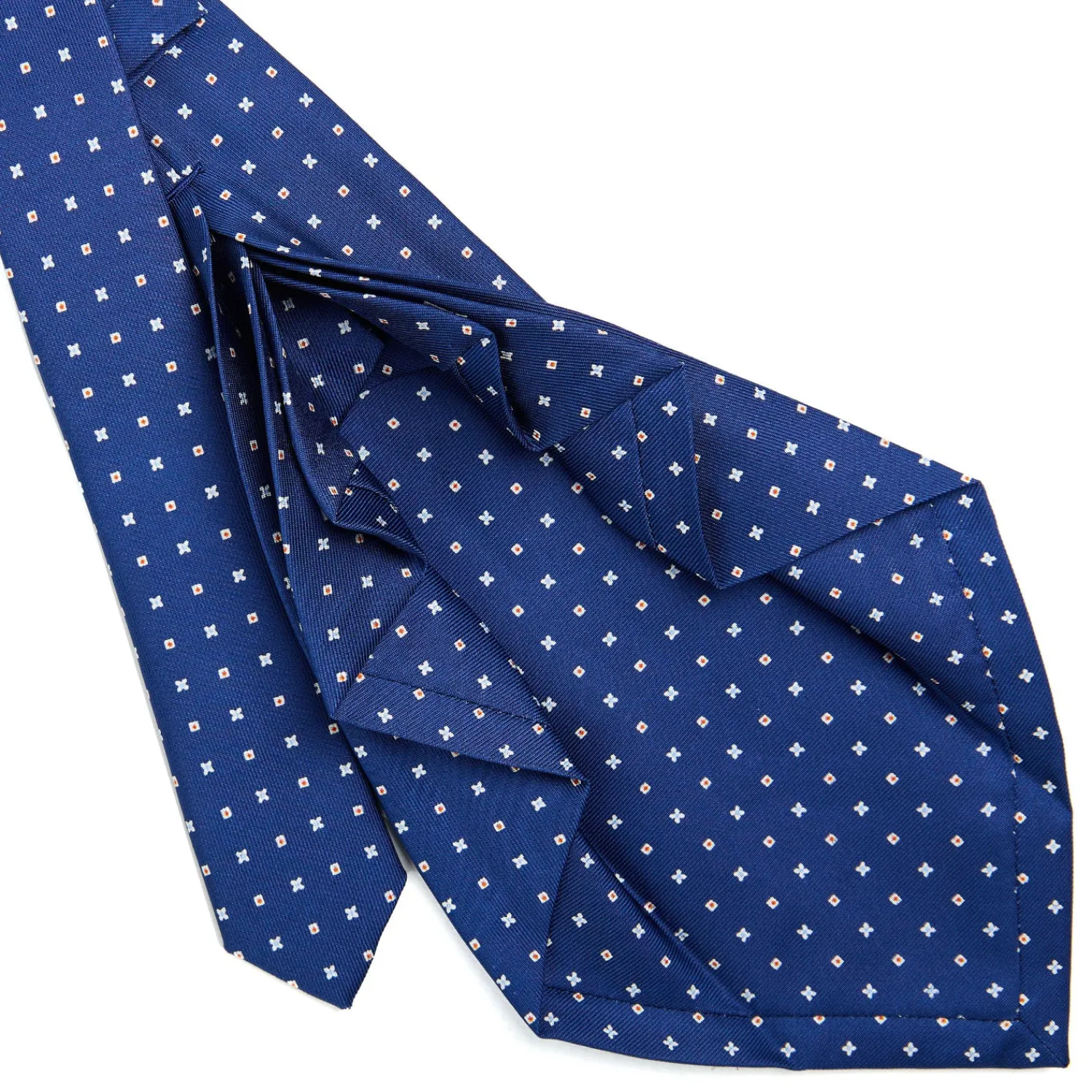 E.Marinella CRAVATTE|Cravatte 9 Pieghe|CRAVATTA SARTORIALE 9 PIEGHE IN SETA BLU Microfantasia fiore