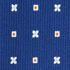E.Marinella CRAVATTE|Cravatte 9 Pieghe|CRAVATTA SARTORIALE 9 PIEGHE IN SETA BLU Microfantasia fiore