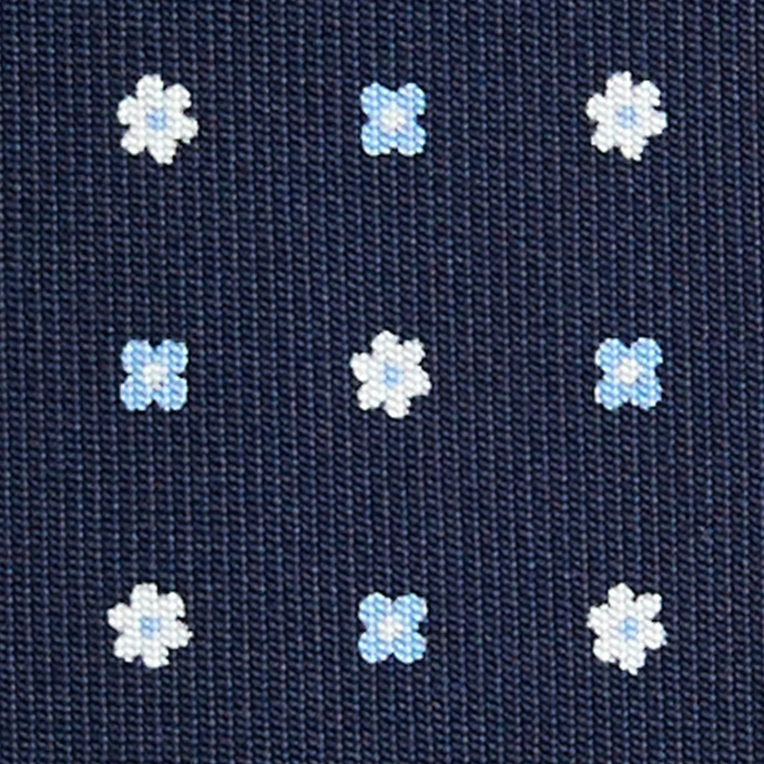E.Marinella CRAVATTE|Cravatte 9 Pieghe|CRAVATTA SARTORIALE 9 PIEGHE IN SETA BLU SCURO Microfantasia fiore