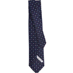 E.Marinella CRAVATTE|Cravatte 9 Pieghe|CRAVATTA SARTORIALE 9 PIEGHE IN SETA BLU SCURO Microfantasia fiore