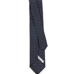 E.Marinella CRAVATTE|Cravatte 9 Pieghe|CRAVATTA SARTORIALE 9 PIEGHE IN SETA BLU SCURO Microfantasia fiore