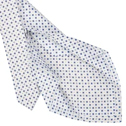E.Marinella CRAVATTE|Cravatte 5 Pieghe|CRAVATTA SARTORIALE 5 PIEGHE IN SETA BIANCA Microfantasia fiore