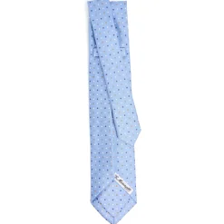 E.Marinella CRAVATTE|Cravatte 9 Pieghe|CRAVATTA SARTORIALE 9 PIEGHE IN SETA AZZURRA Microfantasia fiore