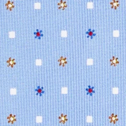 E.Marinella CRAVATTE|Cravatte 9 Pieghe|CRAVATTA SARTORIALE 9 PIEGHE IN SETA AZZURRA Microfantasia fiore