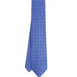 E.Marinella CRAVATTE|Cravatte 9 Pieghe|CRAVATTA SARTORIALE 9 PIEGHE IN SETA AZZURRO POLVERE Microfantasia fiore