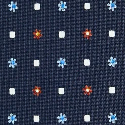 E.Marinella CRAVATTE|Cravatte 9 Pieghe|CRAVATTA SARTORIALE 9 PIEGHE IN SETA BLU SCURO Microfantasia fiore