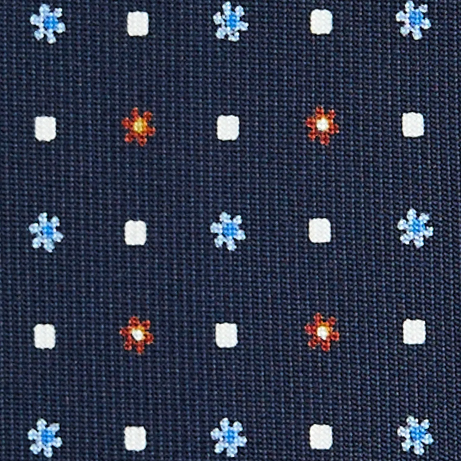 E.Marinella CRAVATTE|Cravatte 9 Pieghe|CRAVATTA SARTORIALE 9 PIEGHE IN SETA BLU SCURO Microfantasia fiore