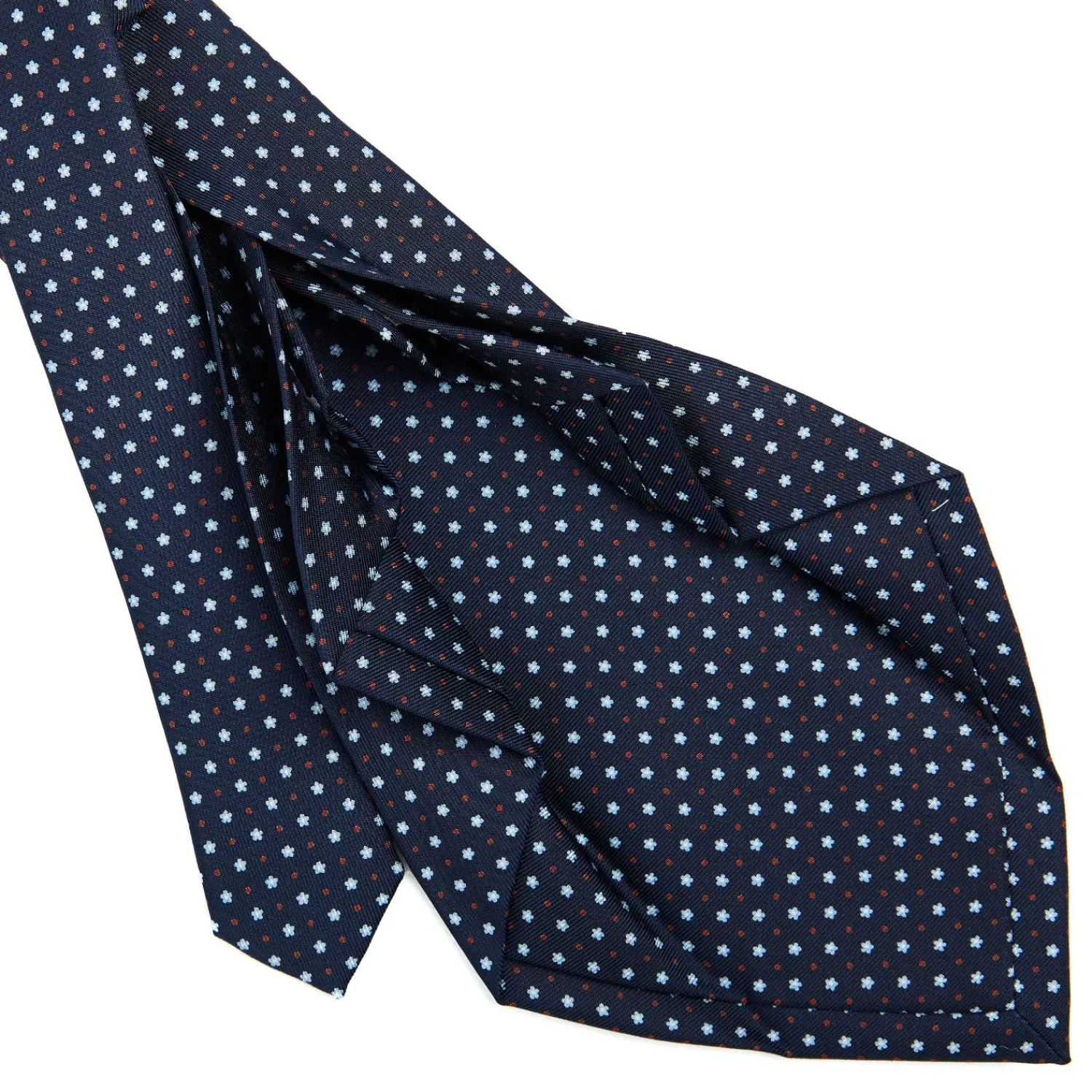 E.Marinella CRAVATTE|Cravatte 9 Pieghe|CRAVATTA SARTORIALE 9 PIEGHE IN SETA BLU SCURO Microfantasia fiore