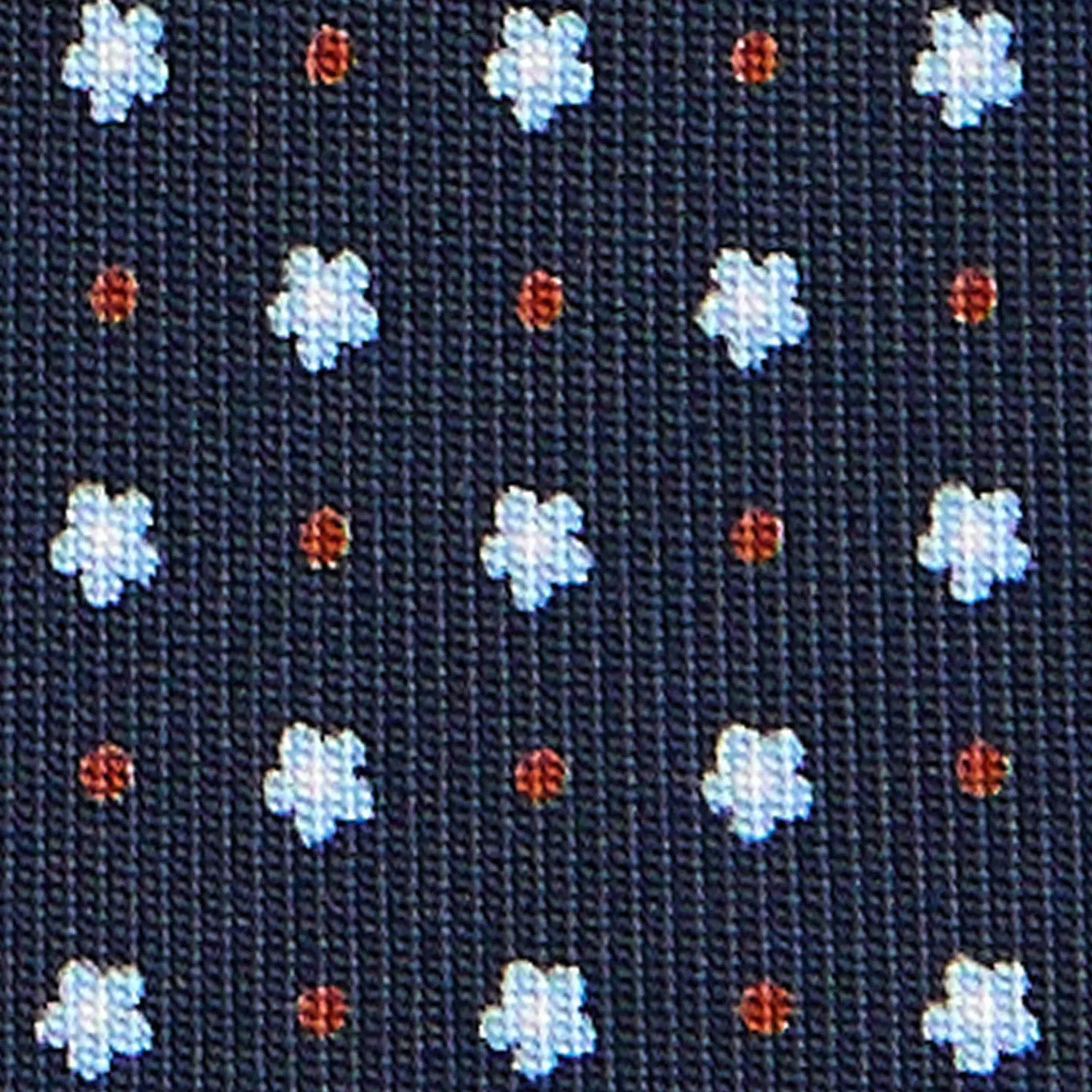 E.Marinella CRAVATTE|Cravatte 9 Pieghe|CRAVATTA SARTORIALE 9 PIEGHE IN SETA BLU SCURO Microfantasia fiore
