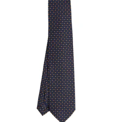 E.Marinella CRAVATTE|Cravatte 9 Pieghe|CRAVATTA SARTORIALE 9 PIEGHE IN SETA BLU SCURO Microfantasia fiore