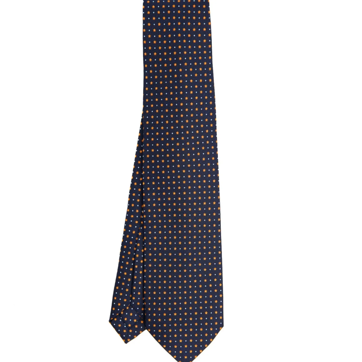 E.Marinella CRAVATTE|Cravatte 9 Pieghe|CRAVATTA SARTORIALE 9 PIEGHE IN SETA BLU SCURO Microfantasia fiore
