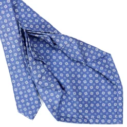 E.Marinella CRAVATTE|Cravatte 9 Pieghe|CRAVATTA SARTORIALE 9 PIEGHE IN SETA AZZURRO POLVERE Microfantasia fiore