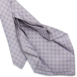 E.Marinella CRAVATTE|Cravatte 7 Pieghe|CRAVATTA SARTORIALE 7 PIEGHE IN SETA GRIGIO CHIARO Microfantasia fiore
