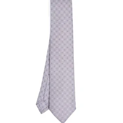 E.Marinella CRAVATTE|Cravatte 7 Pieghe|CRAVATTA SARTORIALE 7 PIEGHE IN SETA GRIGIO CHIARO Microfantasia fiore