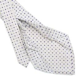 E.Marinella CRAVATTE|Cravatte 7 Pieghe|CRAVATTA SARTORIALE 7 PIEGHE IN SETA BIANCA Microfantasia fiore
