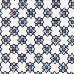E.Marinella CRAVATTE|Cravatte 5 Pieghe|CRAVATTA SARTORIALE 5 PIEGHE IN SETA BIANCA Microfantasia fiore