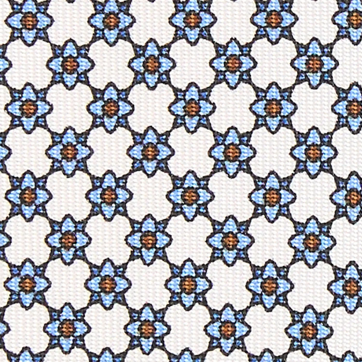 E.Marinella CRAVATTE|Cravatte 7 Pieghe|CRAVATTA SARTORIALE 7 PIEGHE IN SETA BIANCA Microfantasia fiore
