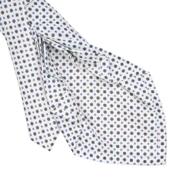 E.Marinella CRAVATTE|Cravatte 9 Pieghe|CRAVATTA SARTORIALE 9 PIEGHE IN SETA BIANCA Microfantasia fiore