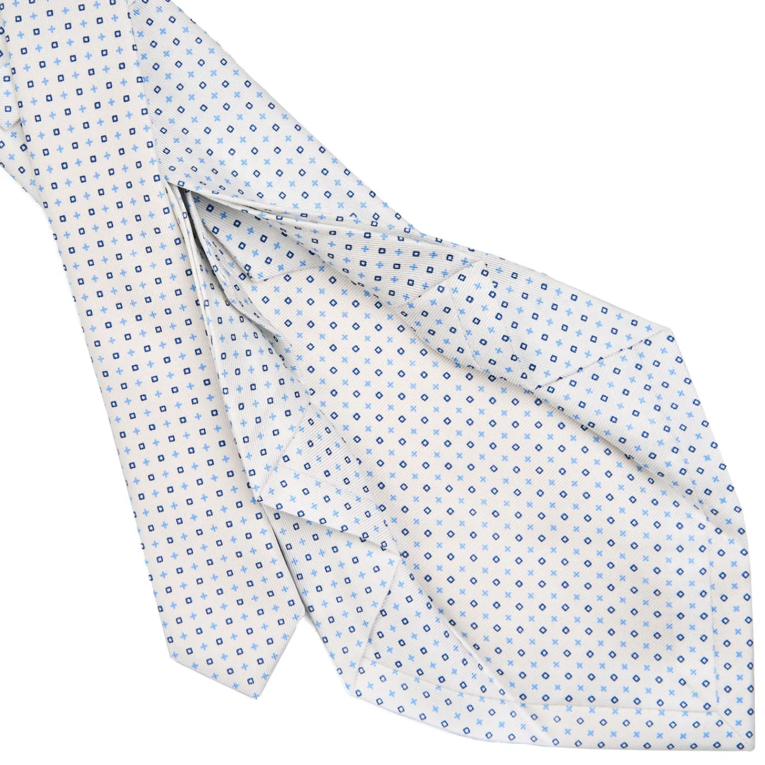 E.Marinella CRAVATTE|Cravatte 7 Pieghe|CRAVATTA SARTORIALE 7 PIEGHE IN SETA BIANCO Microfantasia fiore