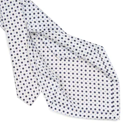 E.Marinella CRAVATTE|Cravatte 5 Pieghe|CRAVATTA SARTORIALE 5 PIEGHE IN SETA BIANCA Microfantasia fiore