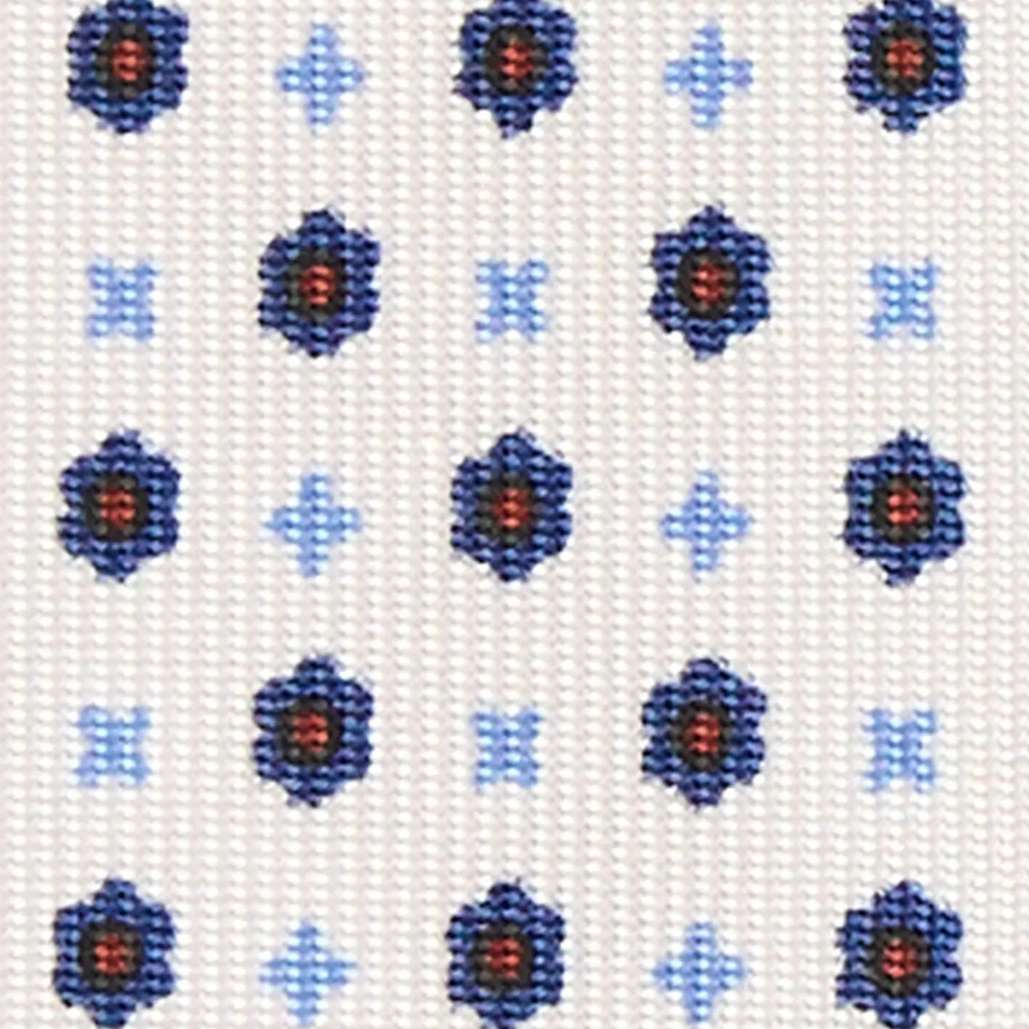 E.Marinella CRAVATTE|Cravatte 5 Pieghe|CRAVATTA SARTORIALE 5 PIEGHE IN SETA BIANCA Microfantasia fiore
