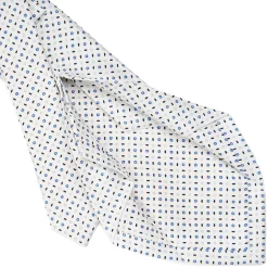 E.Marinella CRAVATTE|Cravatte 5 Pieghe|CRAVATTA SARTORIALE 5 PIEGHE IN SETA BIANCA Microfantasia fiore