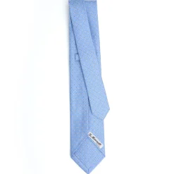 E.Marinella CRAVATTE|Cravatte 5 Pieghe|CRAVATTA SARTORIALE 5 PIEGHE IN SETA AZZURRA Microfantasia fiore