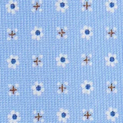 E.Marinella CRAVATTE|Cravatte 5 Pieghe|CRAVATTA SARTORIALE 5 PIEGHE IN SETA AZZURRA Microfantasia fiore
