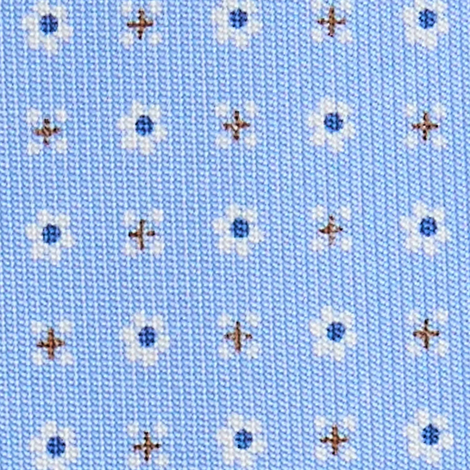 E.Marinella CRAVATTE|Cravatte 5 Pieghe|CRAVATTA SARTORIALE 5 PIEGHE IN SETA AZZURRA Microfantasia fiore
