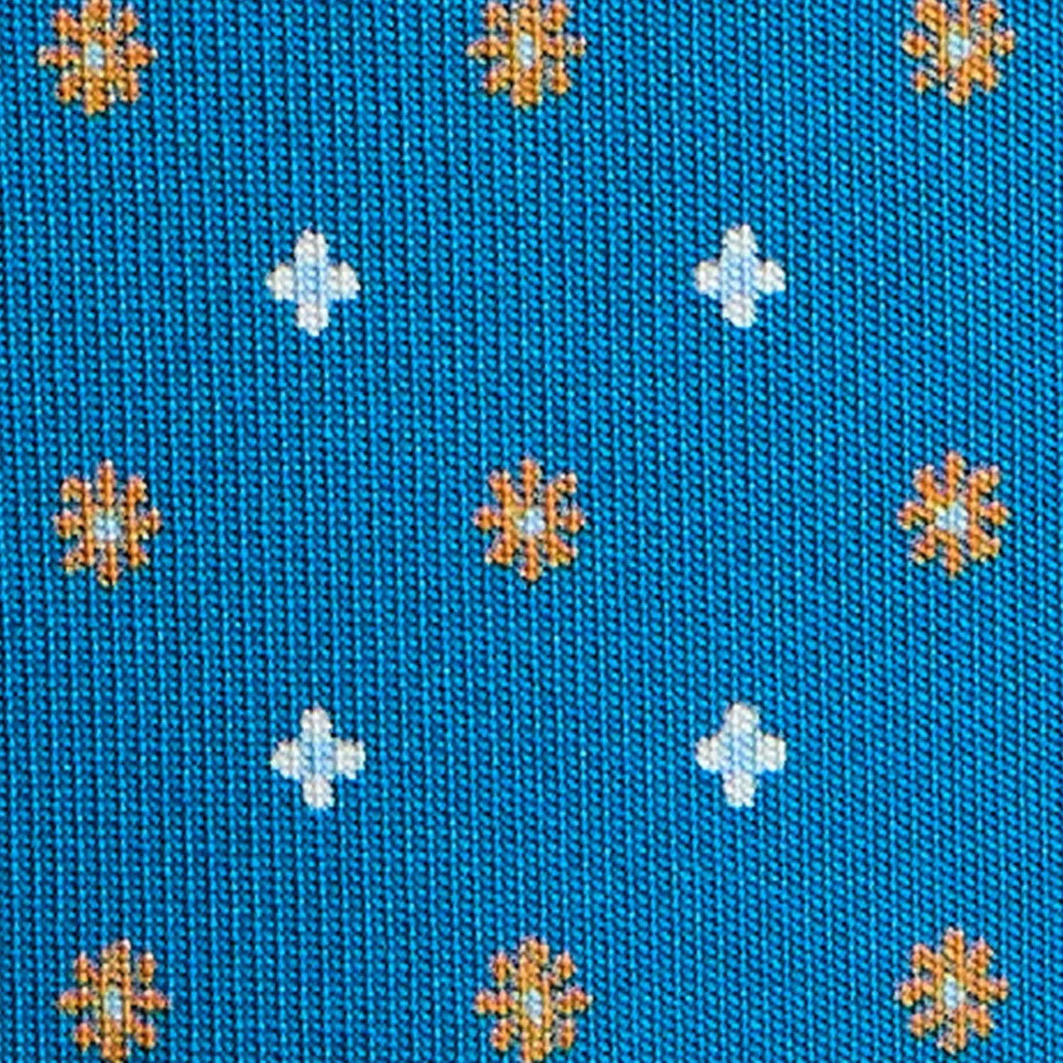 E.Marinella CRAVATTE|Cravatte 5 Pieghe|CRAVATTA SARTORIALE 5 PIEGHE IN SETA BLU MEDIO Microfantasia fiore