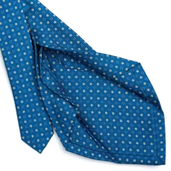 E.Marinella CRAVATTE|Cravatte 5 Pieghe|CRAVATTA SARTORIALE 5 PIEGHE IN SETA BLU MEDIO Microfantasia fiore
