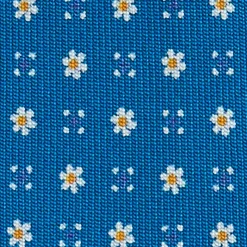 E.Marinella CRAVATTE|Cravatte 5 Pieghe|CRAVATTA SARTORIALE 5 PIEGHE IN SETA BLU MEDIO Microfantasia fiore